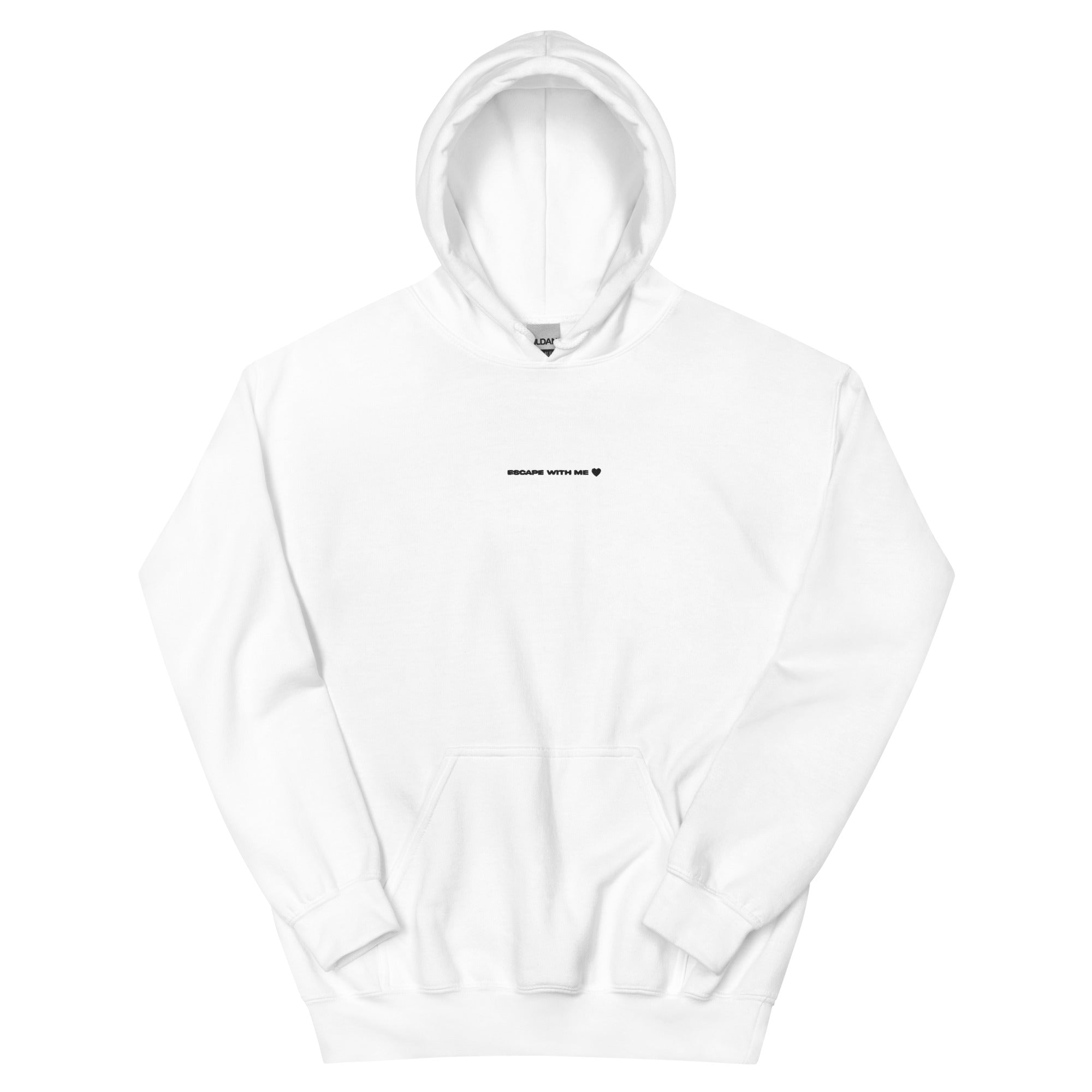 The Escape Glitchy embroidery Hoodie White BERNZIKIAL